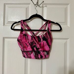 Lululemon Athletica Pink and Black Patterned Sports Bra